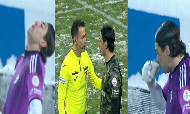 فيديو | البرد القارس أجبره على تصرف غريب.. حارس تركي يلجأ للشاي وسط المباراة!- getty