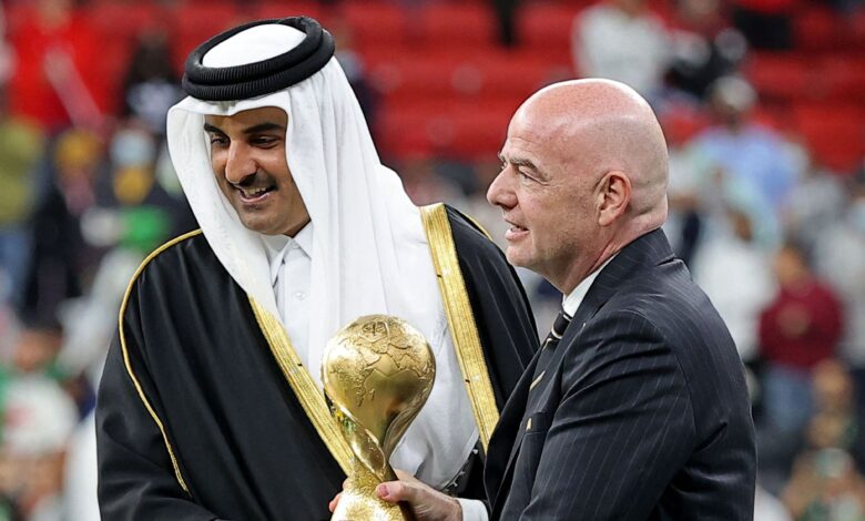 أمير قطر يحتفي بفوز المغرب بكأس العرب 2025 - Getty