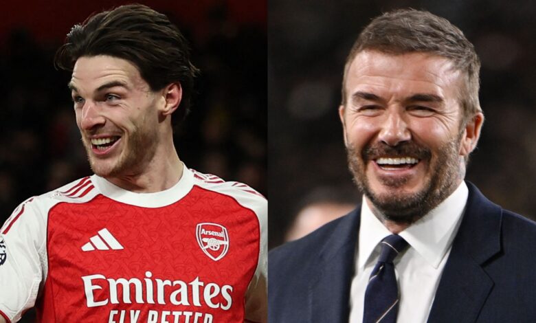 ديكلان رايس يتلقى رسالة من بيكهام بعد هدفين من ركلات حرة - Getty Images