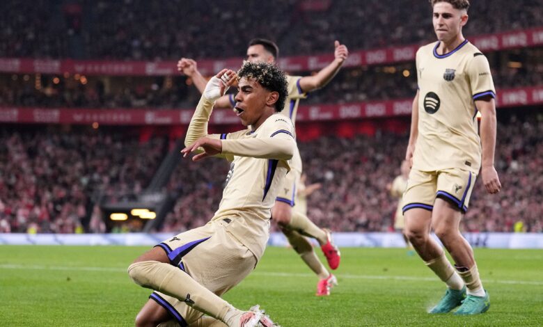 لامين يامال: نجم برشلونة يكسر أرقام ميسي ورونالدو بعمر 18 عامًا